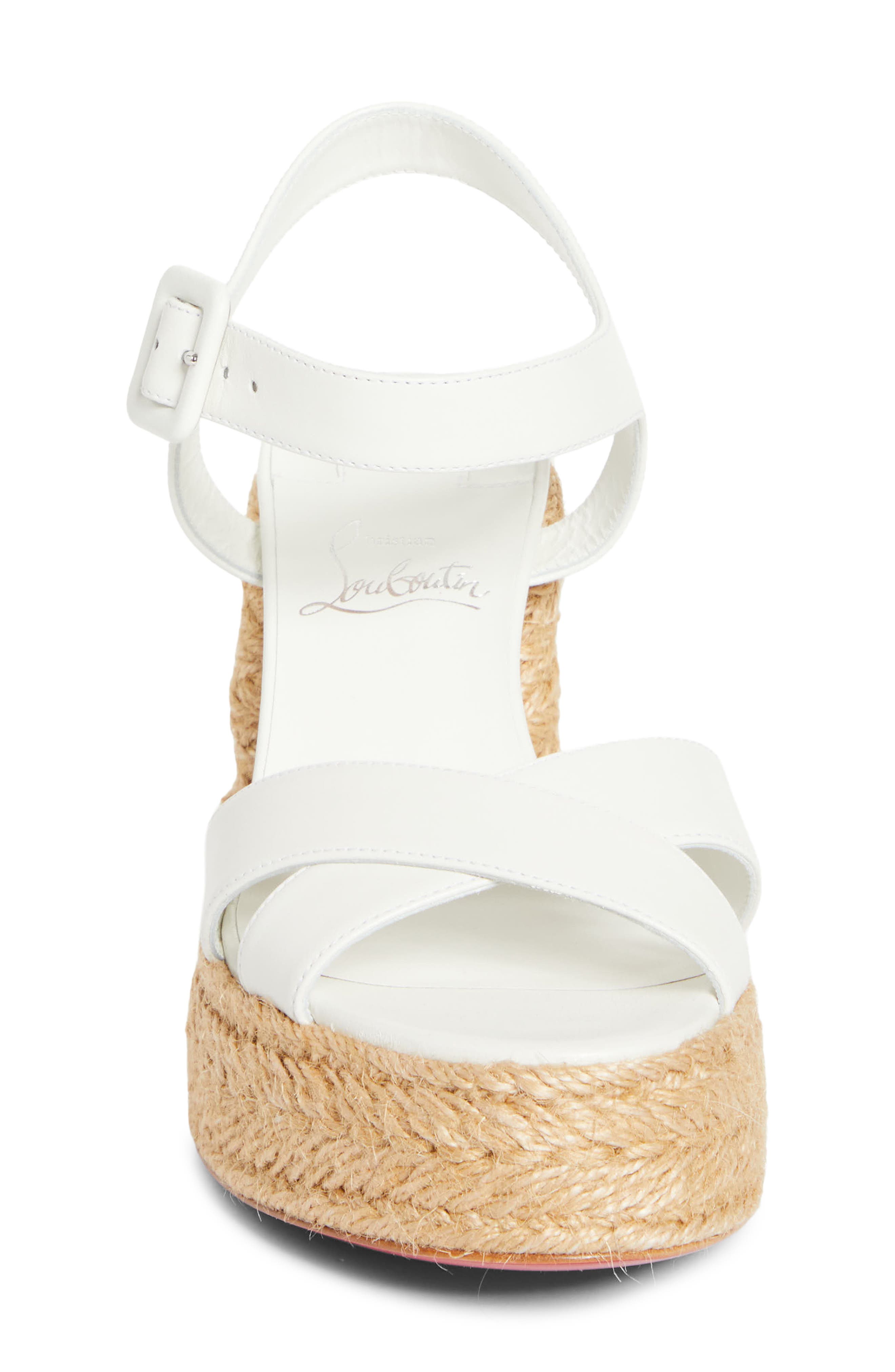 Christian Louboutin Calakala Espadrille Platform Sandal, Alternate, color, Bianco/ Lin Bianco