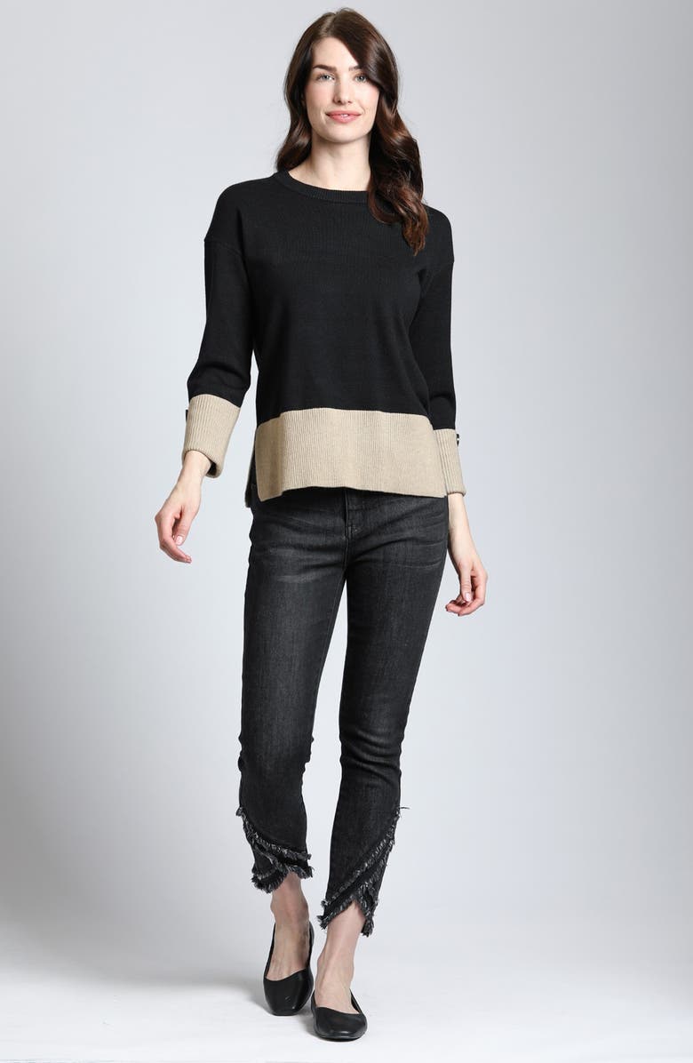 APNY Wide Cuff Colorblock Sweater, Alternate, color, Black/ Camel