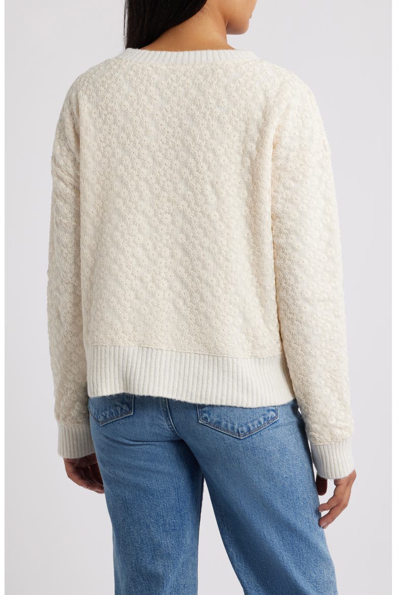 Floral Embroidered Crewneck Sweater, Alternate, color, IVORY