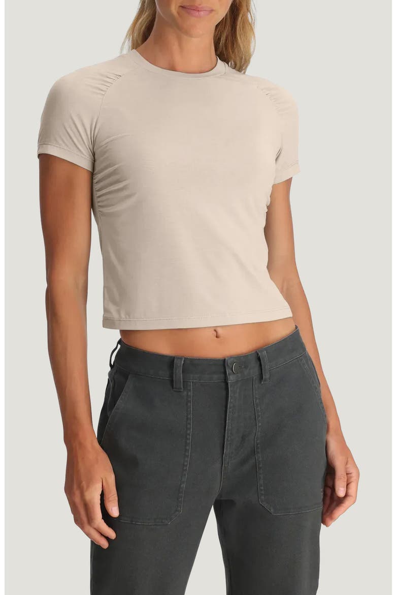 Elevate Lightweight Crop T-Shirt, Main, color, HEATHER BIRCH