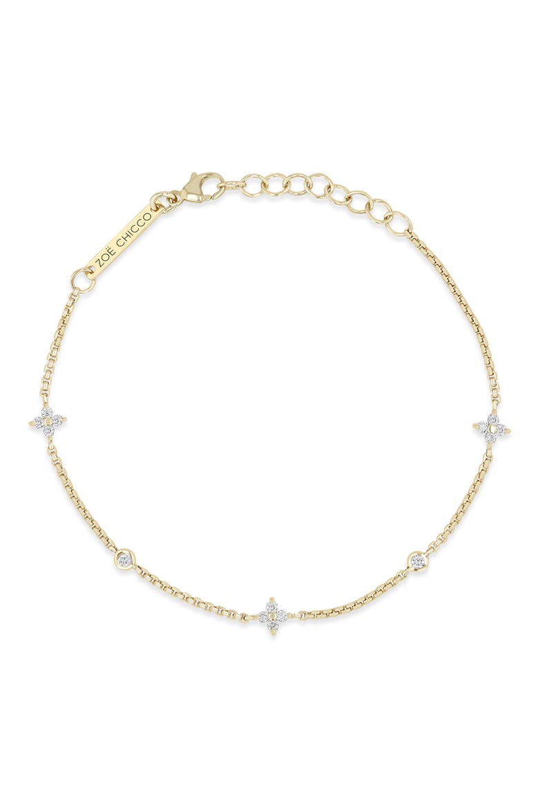 Small Quad Diamond Bracelet, Alternate, color, 14K YELLOW GOLD