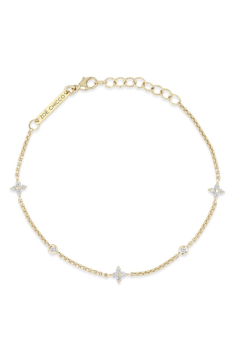 Zoë Chicco Small Quad Diamond Bracelet, Alternate, color, 14K Yellow Gold