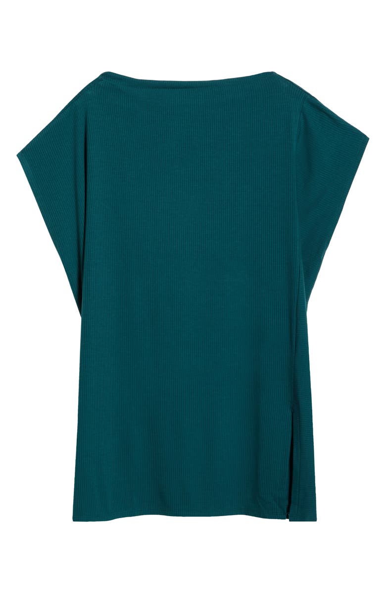 Eileen Fisher Rib Boxy Funnel Neck Top, Alternate, color, Kelp