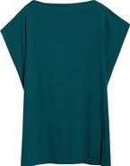 Eileen Fisher Rib Boxy Funnel Neck Top