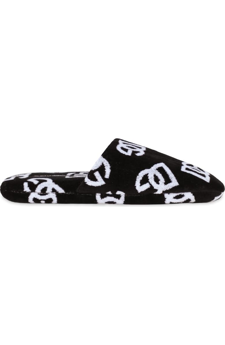 Dolce&Gabbana DG Allover Logo Jacquard Cotton Terry Cloth Scuff Slipper, Alternate, color,