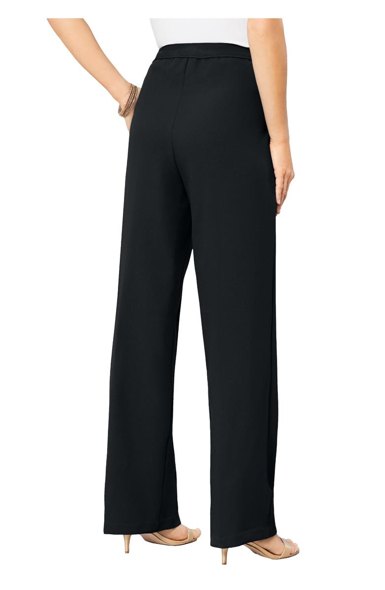 Roaman's Plus Size Wide Leg Bend Over<sup>®</sup> Pant, Main, color, Black