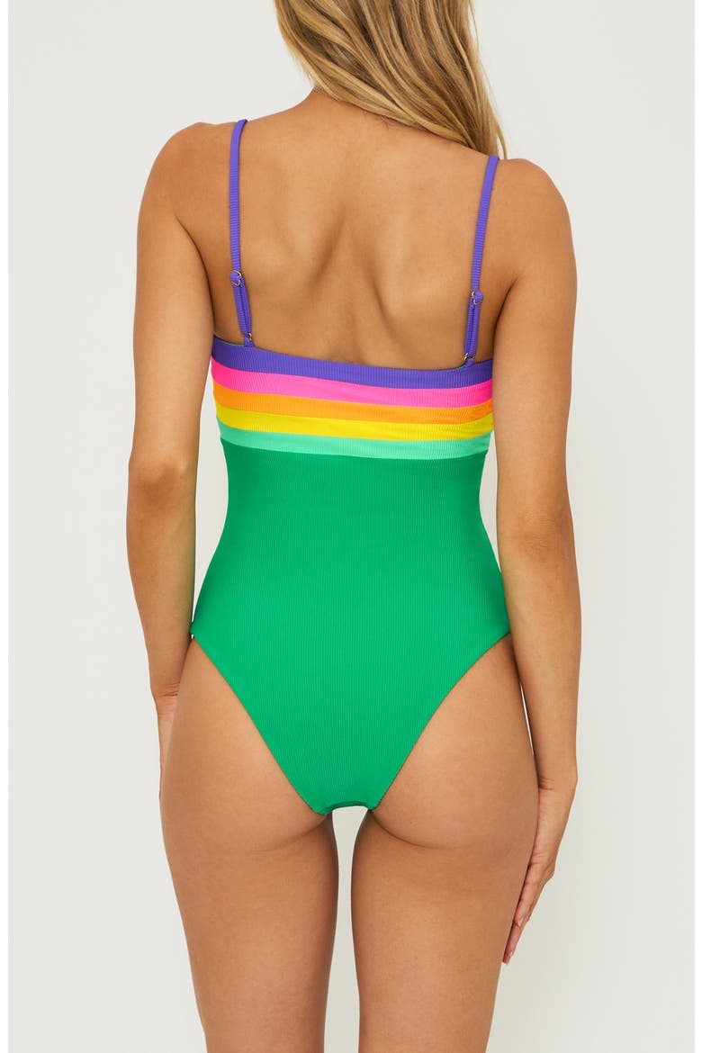 Jessa Stripe One-Piece Swimsuit, Alternate, color, TECHNICOLOR COLORBLOCK