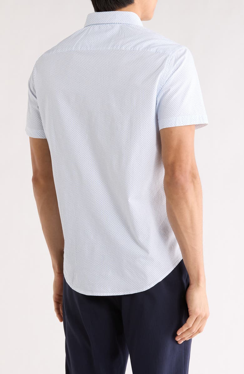 DENIM AND FLOWER Pop Geometric Short Sleeve Button-Up Shirt, Alternate, color, White