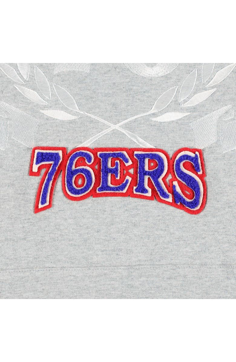 FISLL Unisex FISLL Heather Gray Philadelphia 76ers Heritage Crest Pullover Hoodie, Alternate, color, 