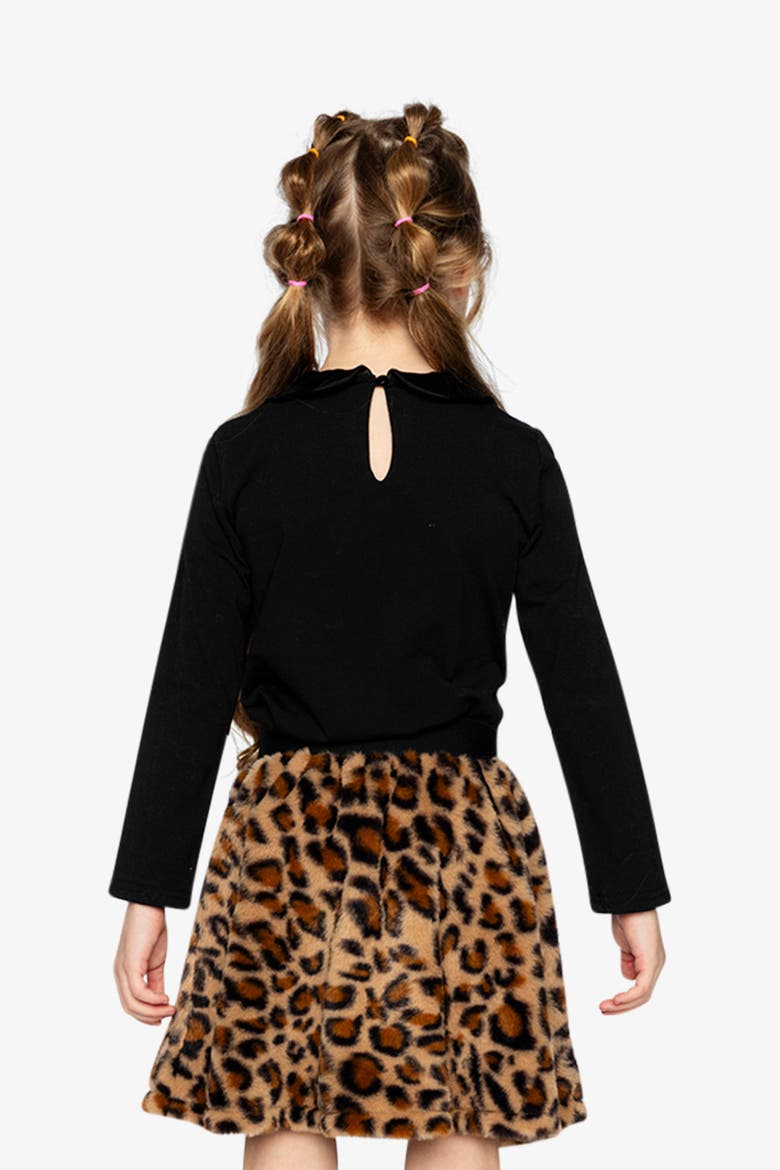Leopard Faux Fur Elastic Waist A-Line Skirt, Alternate, color, Brown with Leopard Print