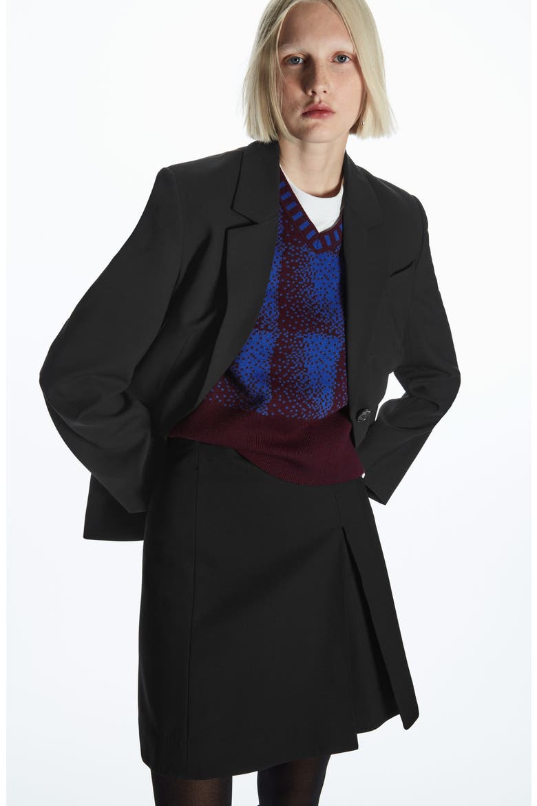Wool Miniskirt, Alternate, color, BLACK