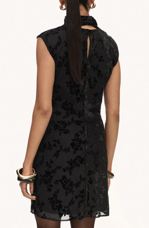 Mango Floral Jacquard Minidress In Black