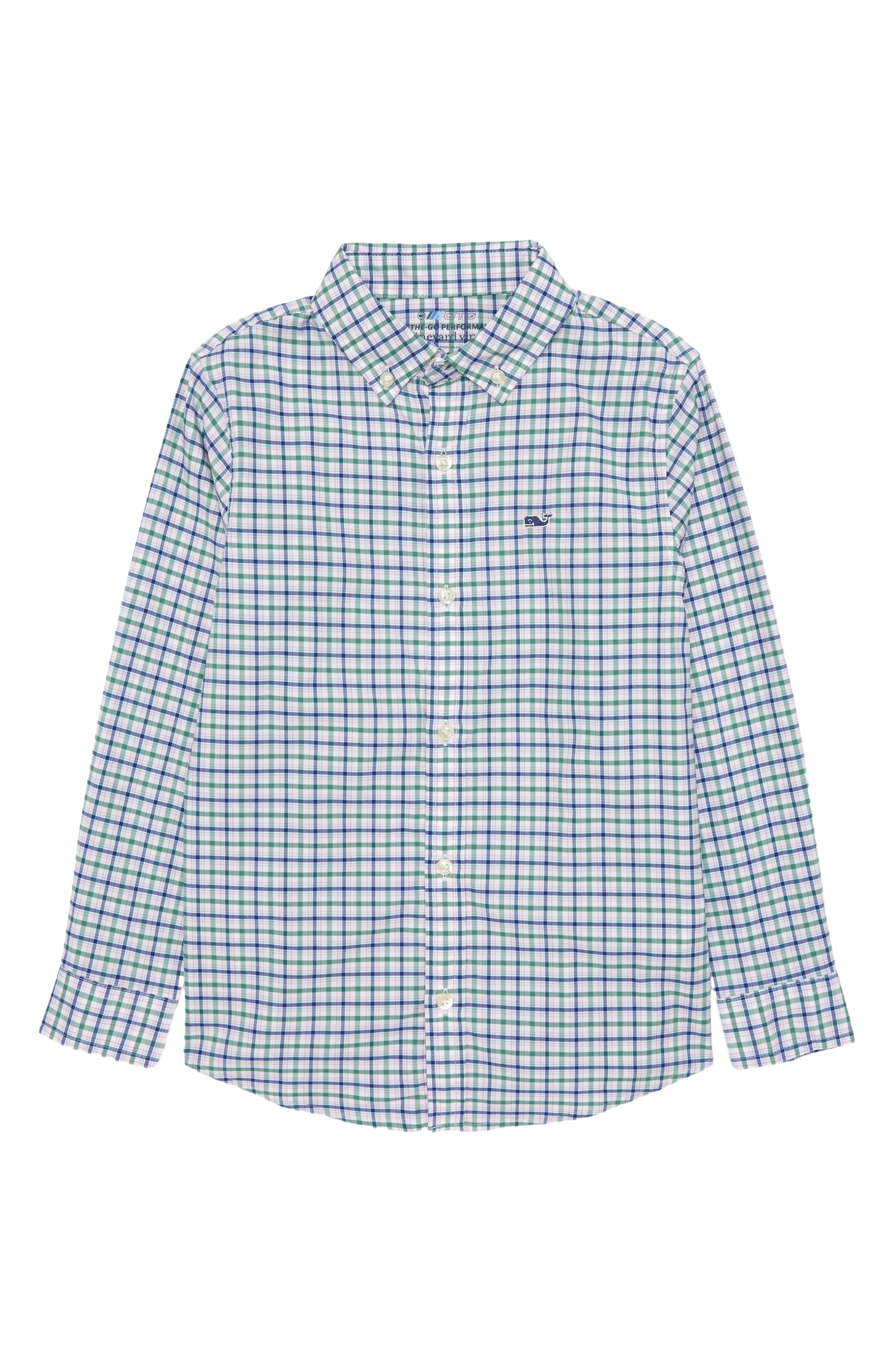 vineyard vines Kids' On-the-Go Check Button-Down Shirt