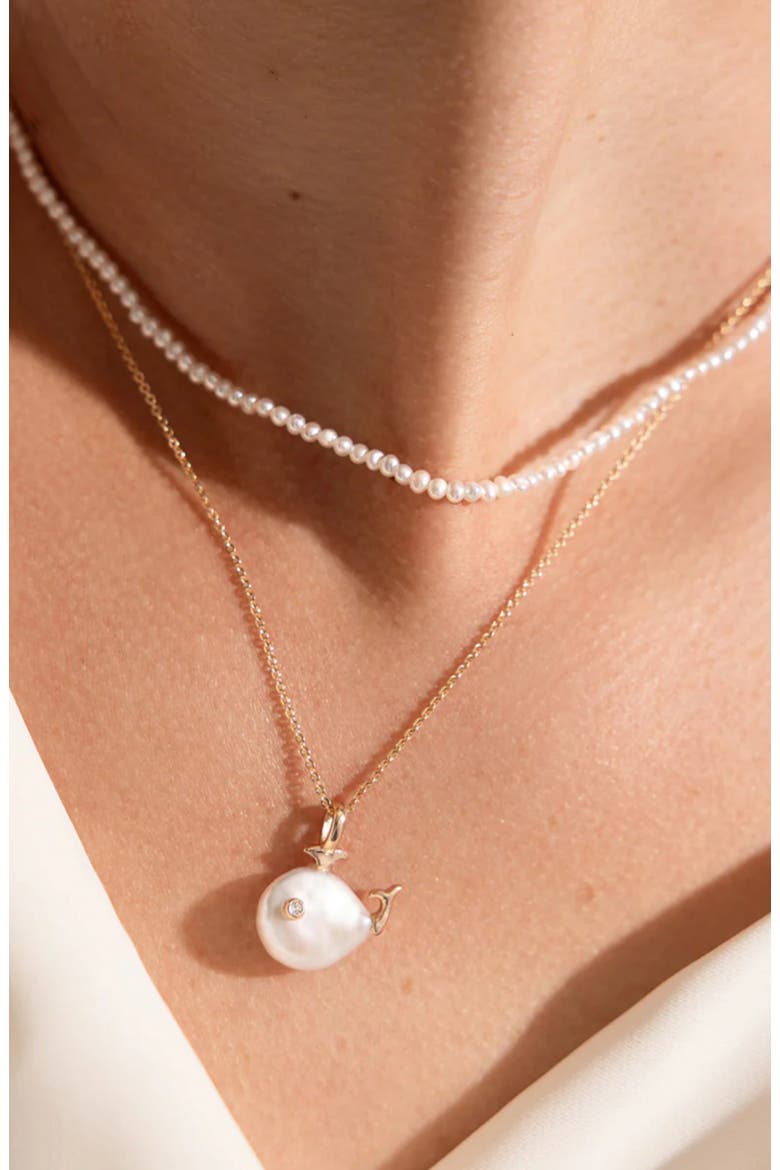Pearl Whale Charm Necklace, Alternate, color, Gold Vermeil