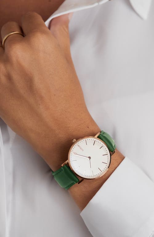 Solios Watches The Solar Classic | White Dial In Green Vegan Leather