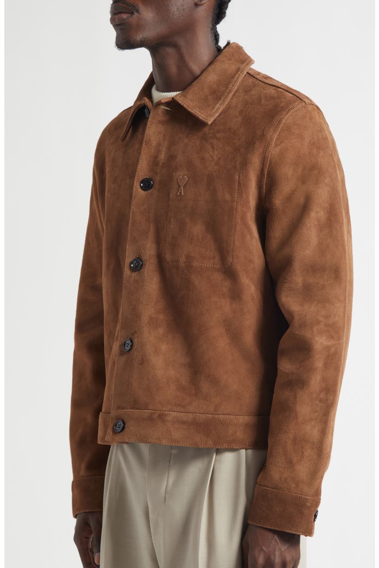 Ami De Coeur Leather Shirt Jacket, Alternate, color, HAZELNUT