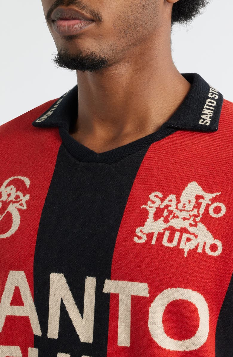 SANTO STUDIO x Miguel Harichi Stripe Johnny Collar Sweater, Alternate, color, Red