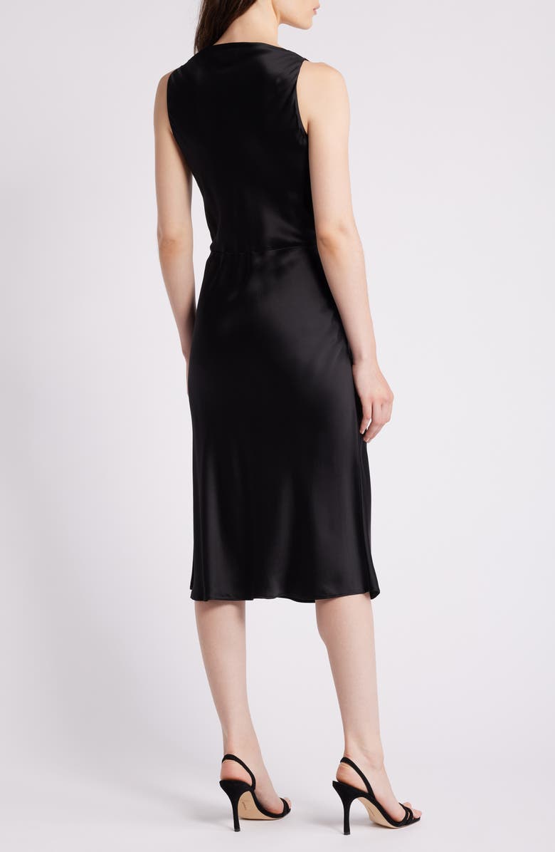 BOSS Dawida Cowl Neck Satin Midi Dress, Alternate, color, Black