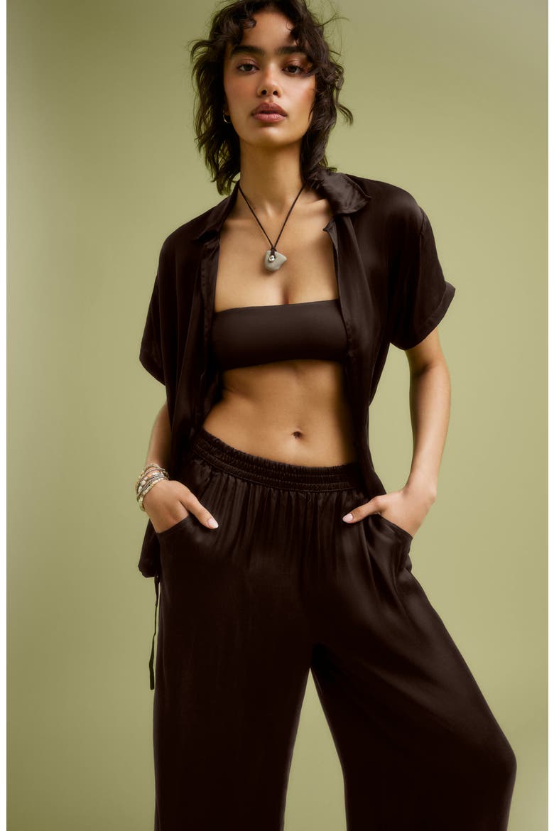 Kami Tie Front Cover-Up Top, Alternate, color, DEEP EARTH