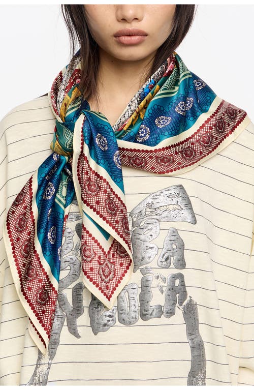 Bimba Y Lola Patterned-border Square Scarf In Multi