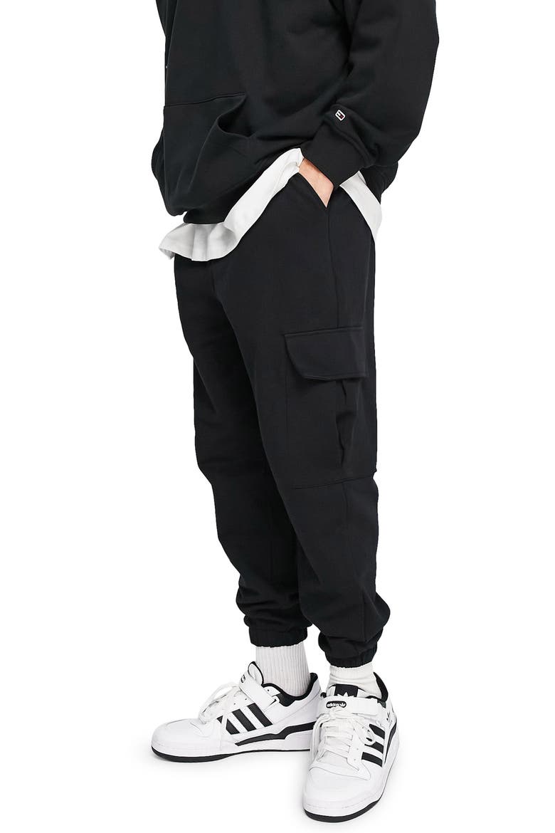 Oversize Cargo Pocket Cotton Joggers, Main, color, BLACK