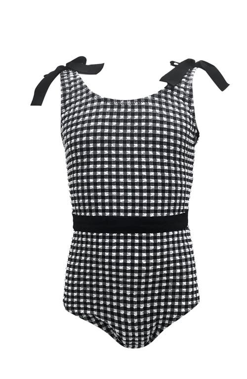 Nessi Byrd Checkered Tie-shoulder Belted One-piece Swimsuit, Toddler, Little Kid & Big Kid In Multi