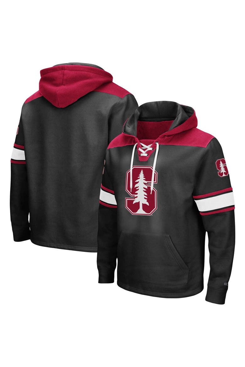 Men's Colosseum Black Stanford Cardinal 2.0 Lace-Up Pullover Hoodie, Main, color, Black
