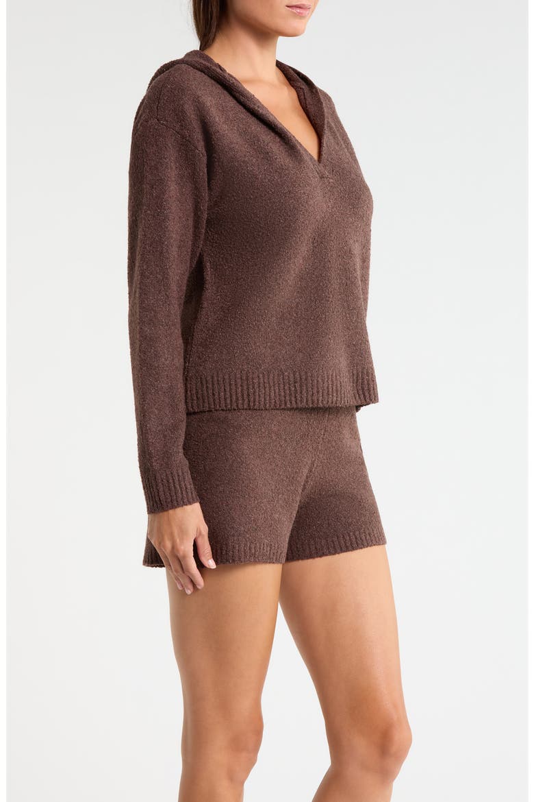 Cloud Soft Hoodie & Shorts Pajamas, Alternate, color, BROWN ROAST