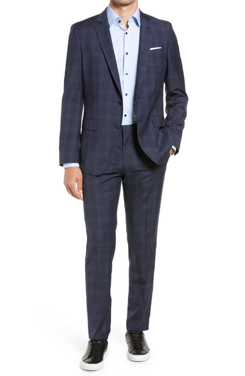 Huge/Genius Slim Fit Plaid Wool Suit