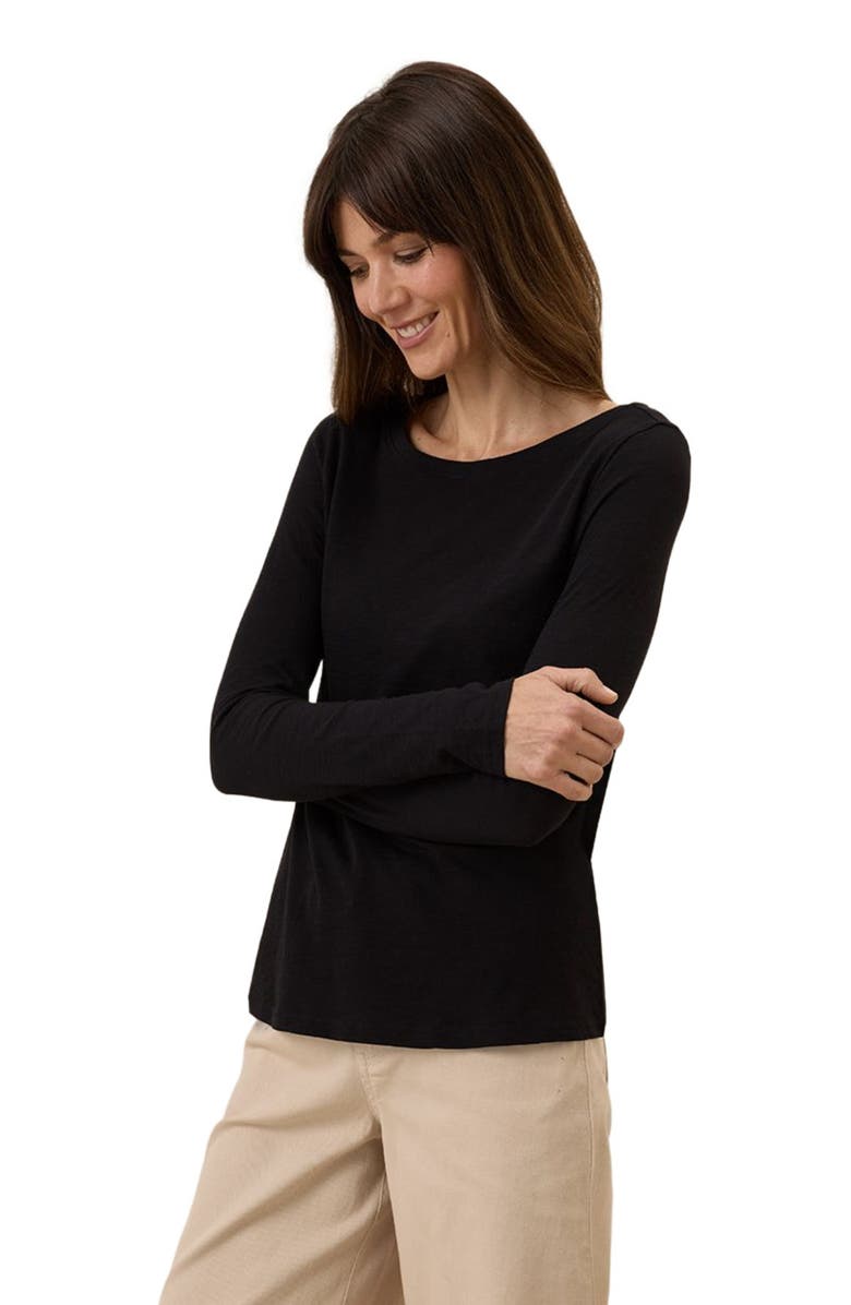 Pact Organic Cotton Featherweight Slub Long Sleeve Tee, Alternate, color, Black