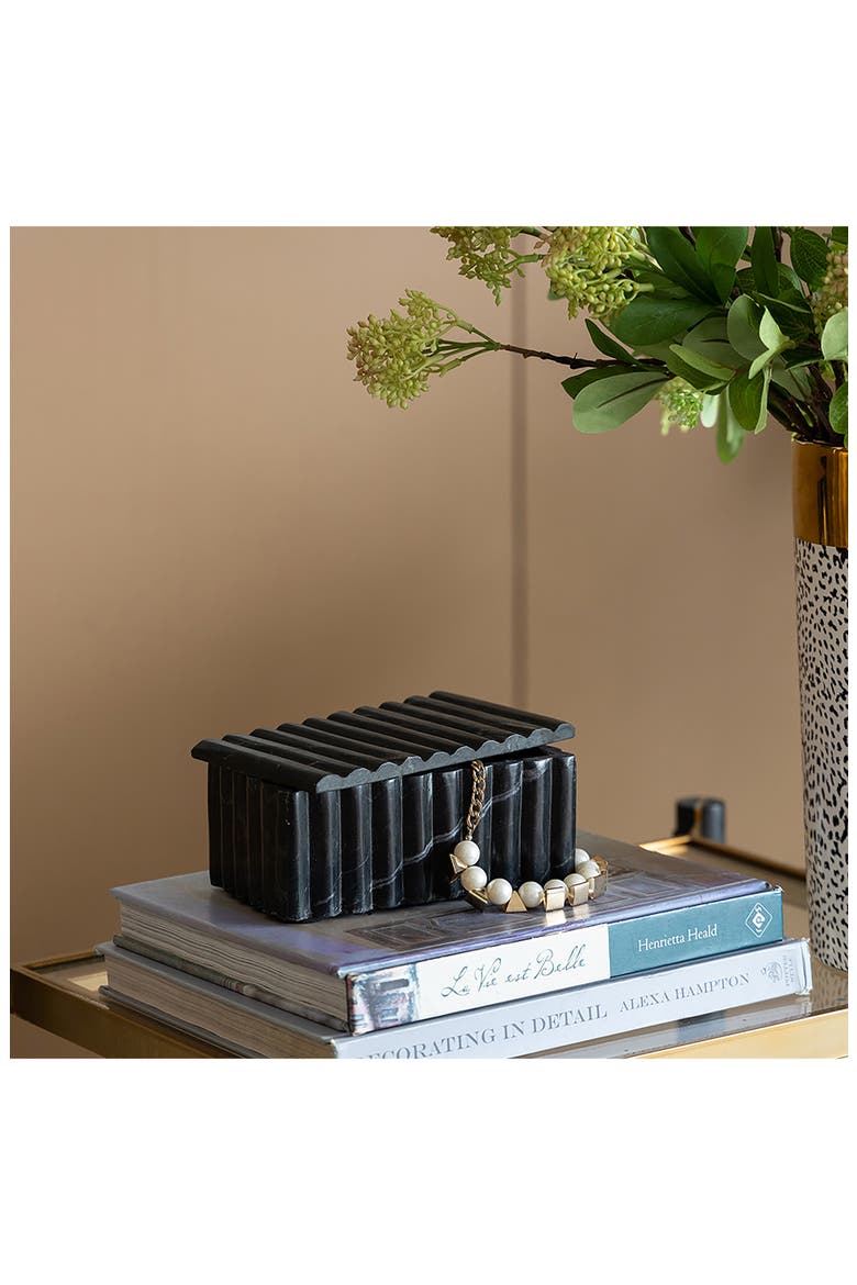Black Marble Storage Box, Alternate, color, BLACK