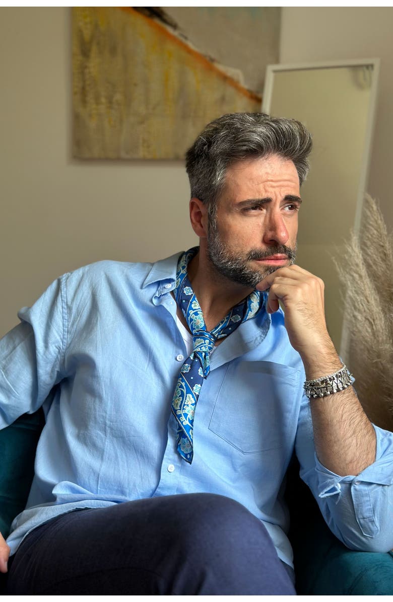 Elizabetta Ducati - Hand Rolled Silk Neckerchief, Alternate, color, Marine Blue