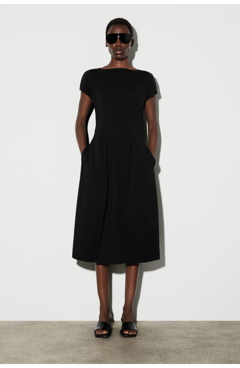 COS Sculptural Jersey Midi Dress, Main, color, Black