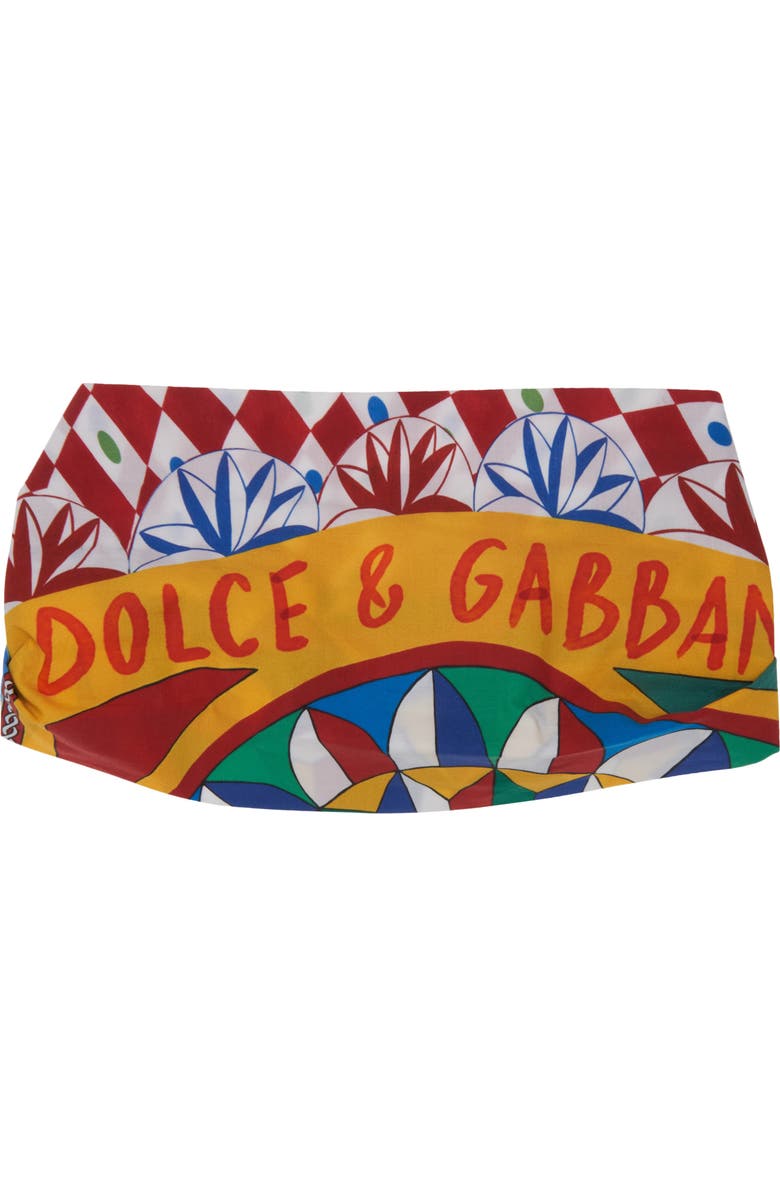 Dolce&Gabbana Kids' Carretto Siciliano Print Headband, Alternate, color,