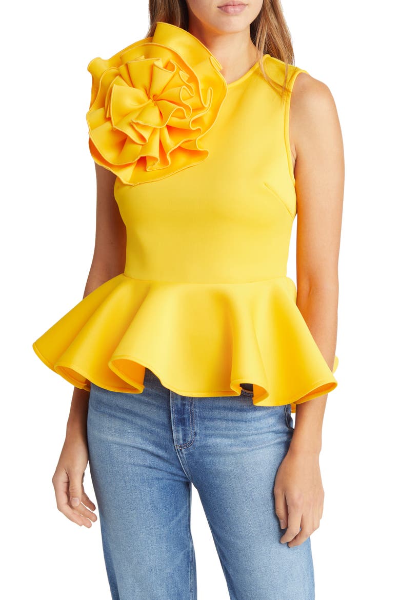 Coco Sleeveless Peplum Top, Main, color, YELLOW