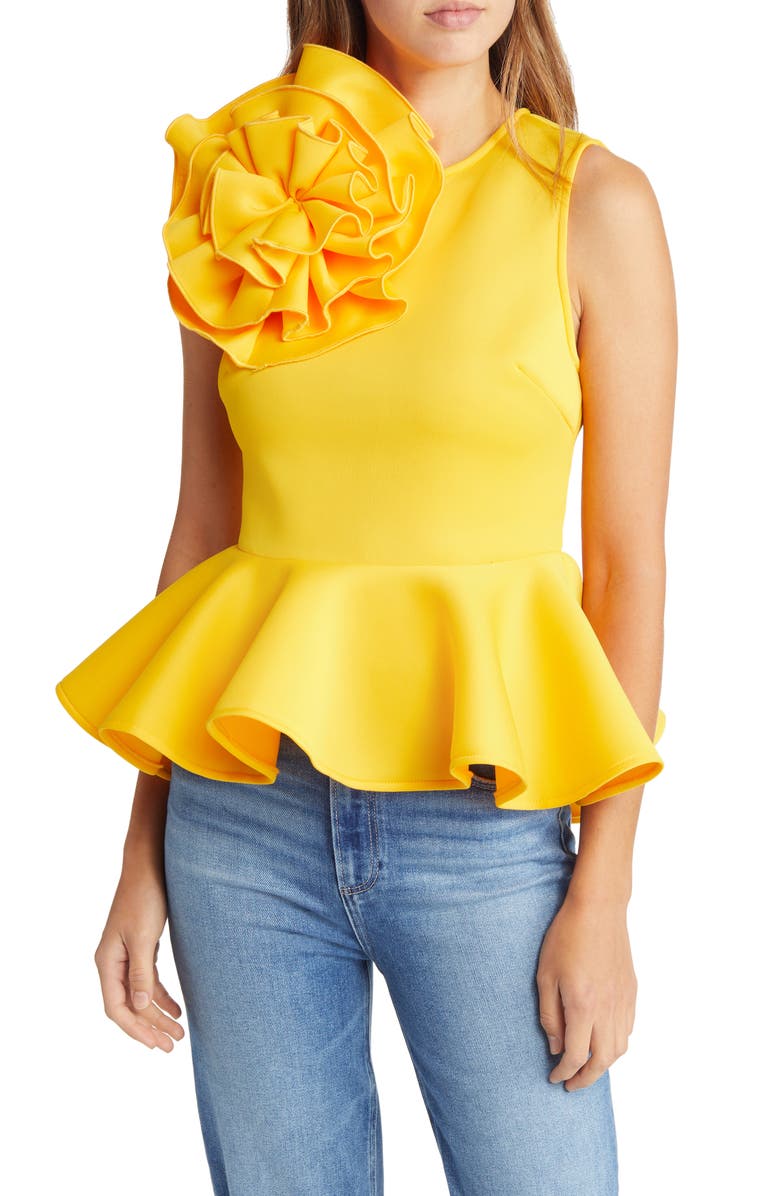 NIKKI LUND Coco Sleeveless Peplum Top, Main, color, Yellow