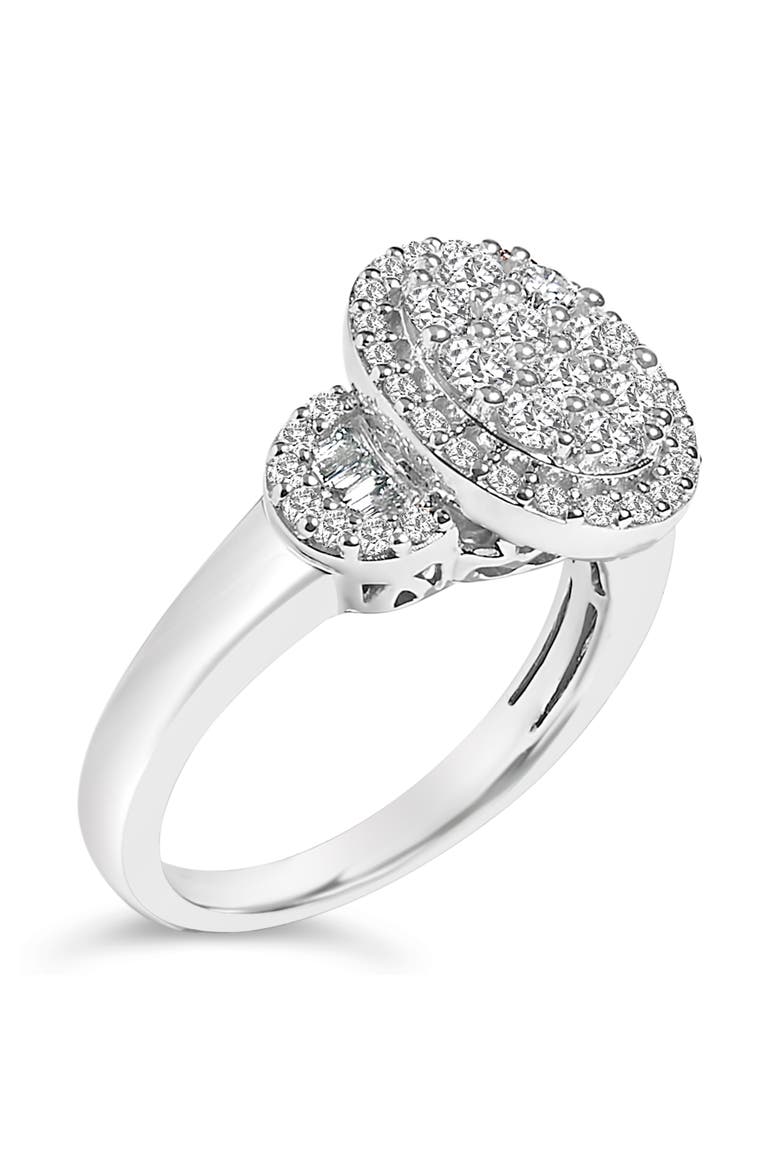 10K Gold 1.0 Cttw Diamond Halo Vintage Inspired Statement Ring, Alternate, color, White Gold