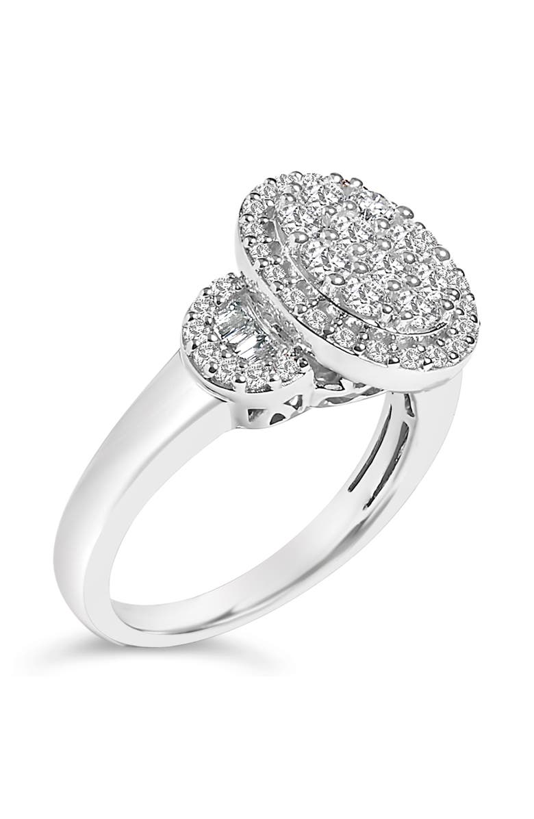 Haus of Brilliance 10K White Gold 1.0 Cttw Diamond Oval Cluster with Halo Vintage-Inspired Ring, Alternate, color, White