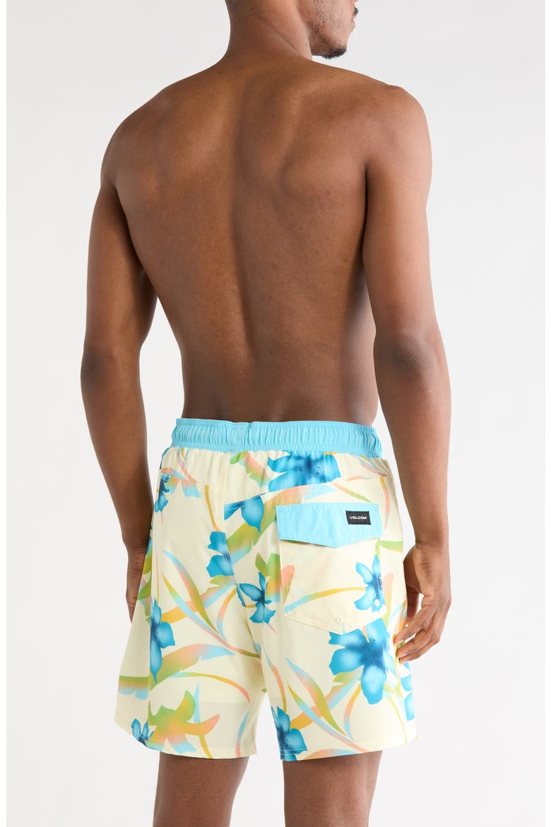 Manic Print Swim Trunks, Alternate, color, LIGHT BEIGE