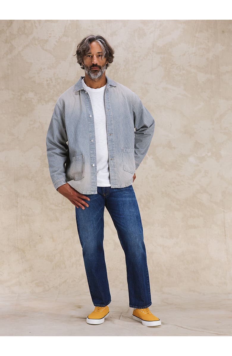 Fortela Underminer Pinstripe Denim Jacket, Alternate, color, Pale Blue