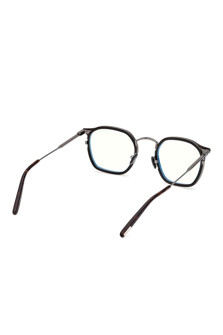 50mm Round Blue Light Blocking Glasses, Alternate, color, GUNMETAL HAVANA / T LOGO