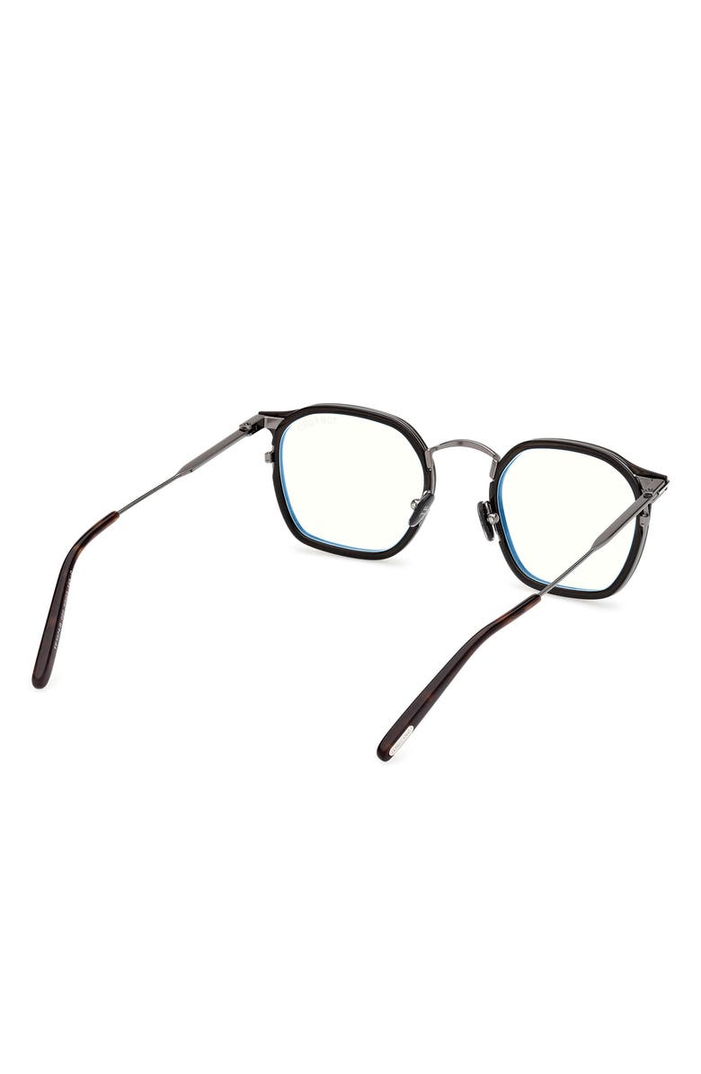 TOM FORD 50mm Round Blue Light Blocking Glasses, Alternate, color, Gunmetal Havana / T Logo
