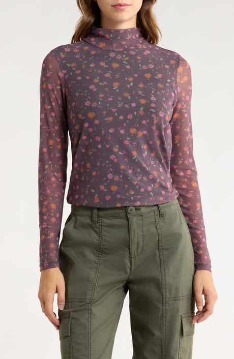 Sanctuary Everyday Mock Neck Long Sleeve Mesh Top