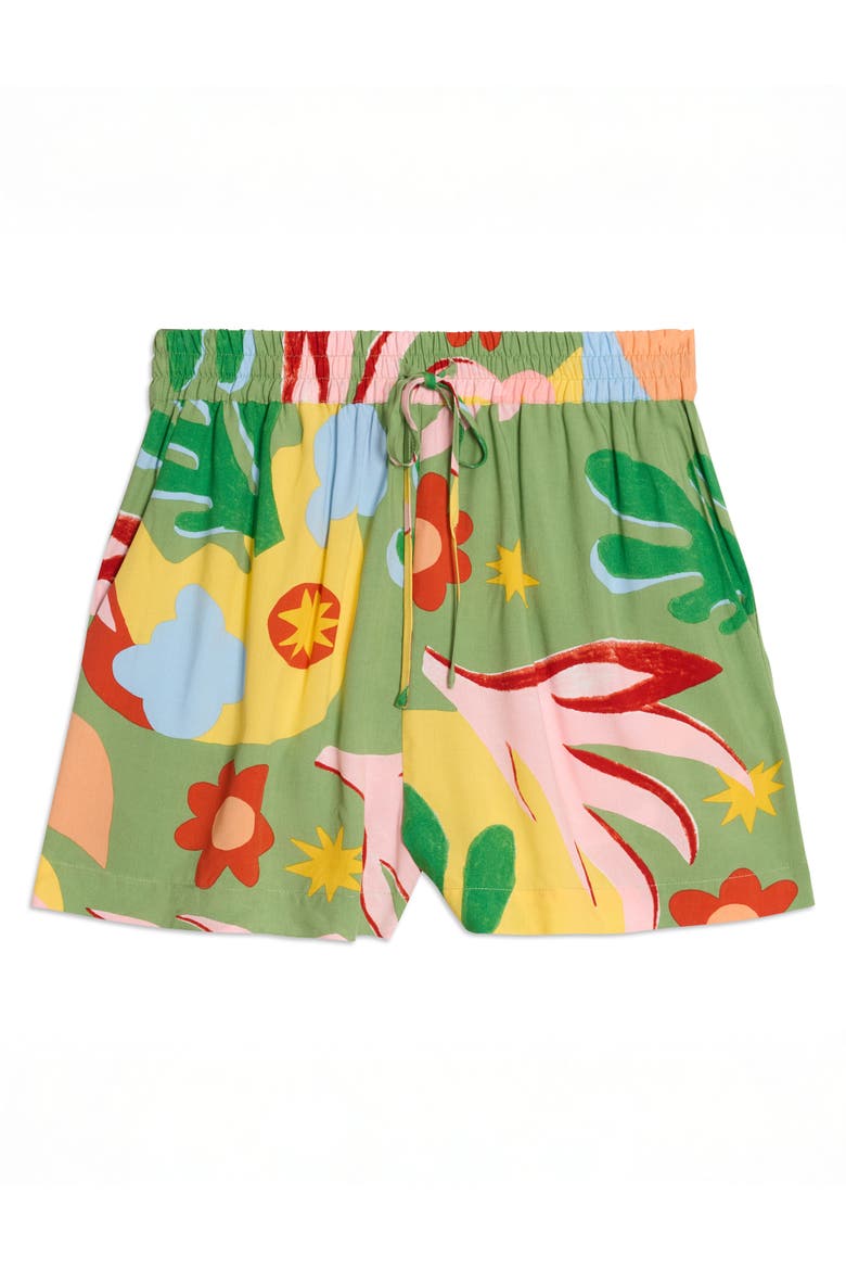 Tropique Print Shorts, Alternate, color, Green