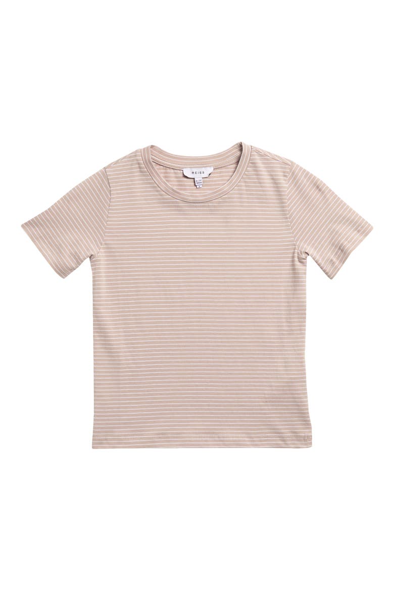 Kids' Bois Jr. Stripe Cotton T-Shirt, Main, color, OATMEAL/ WHITE