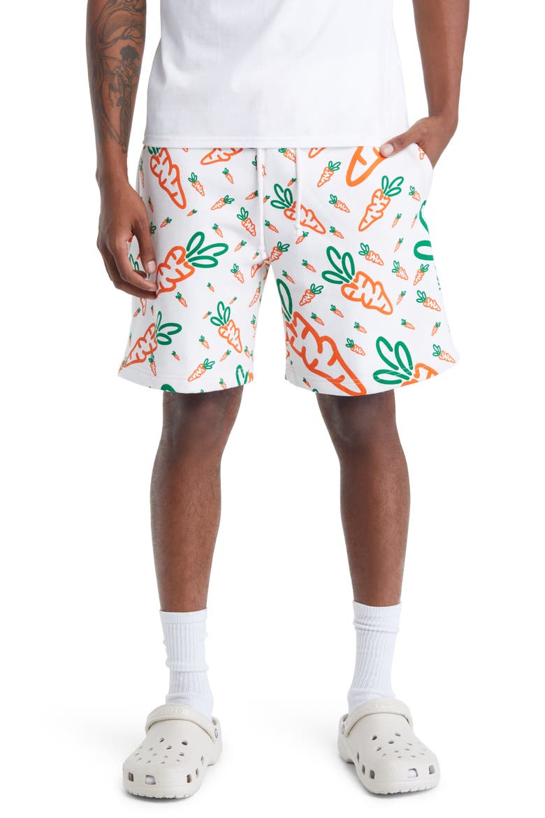Cotton Graphic Sweat Shorts, Main, color, WHITE