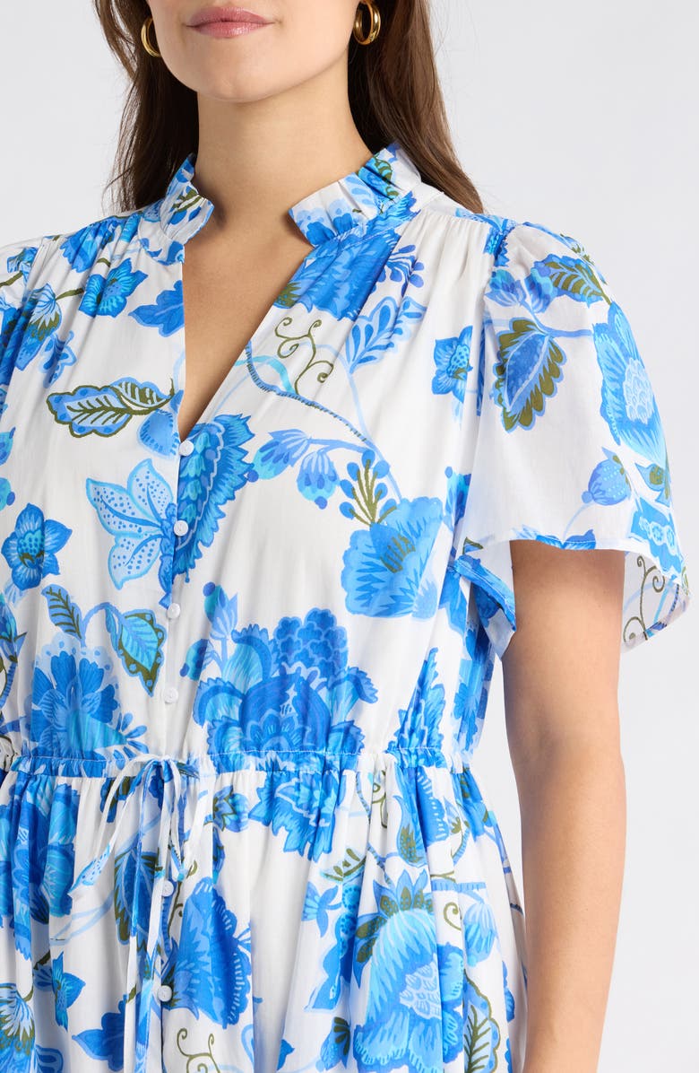 SUGARLIPS Samian Kissa Floral Button-Up Maxi Dress, Alternate, color, White-Blue-Green