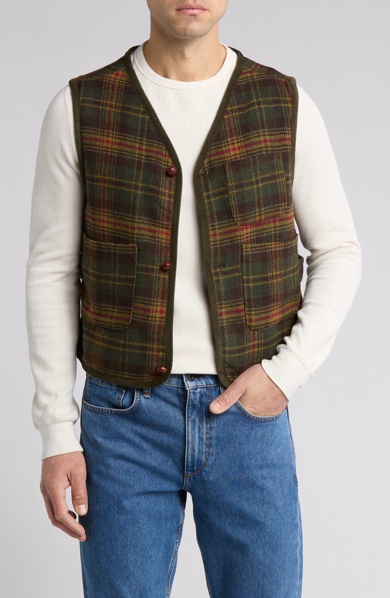 Elwood Plaid Felted Wool Blend Hunter's Vest, Main, color,