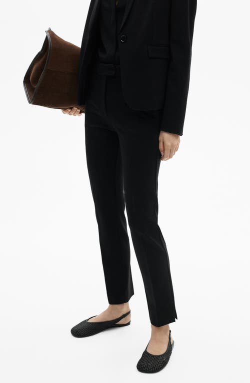 Shop Mango Mid Rise Straight Leg Ponte Pants In Black