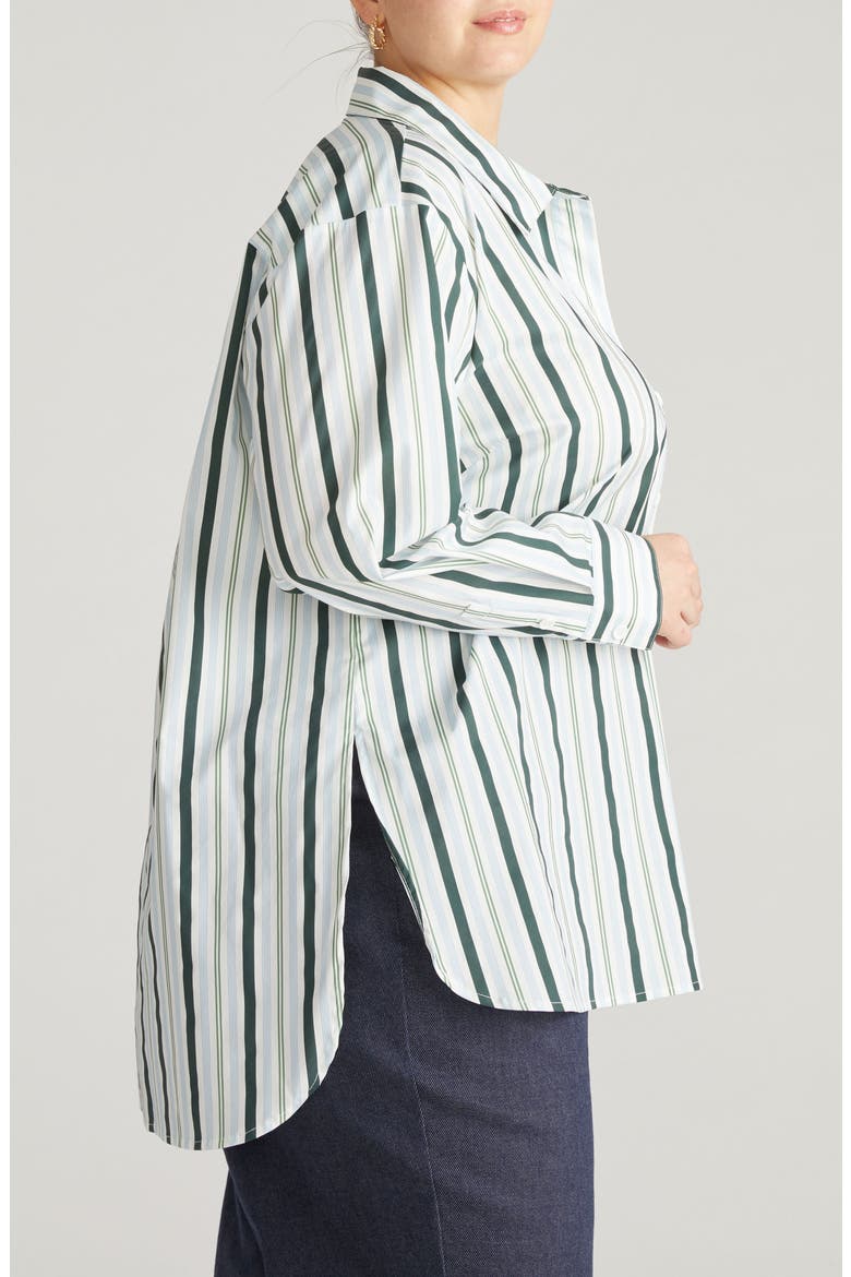 The Artist Poplin Shirt, Alternate, color, GREEN/WHITE STRIPE